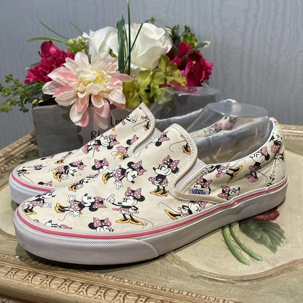 Vans Cream Minnie Mouse Slip-On Sneakers